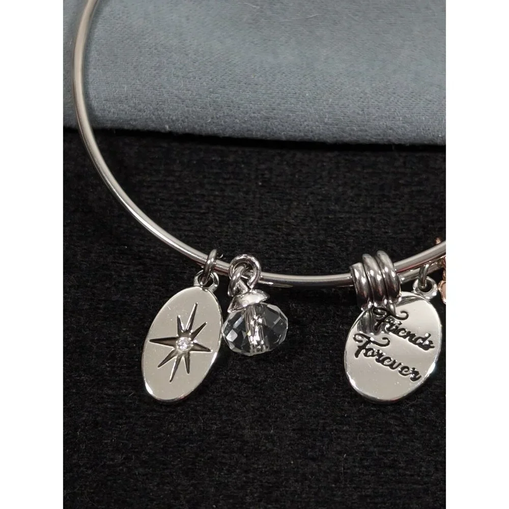 Believe by Brilliance Friends Forever Butterfly‎ Charm Bangle Bracelet 7 inch